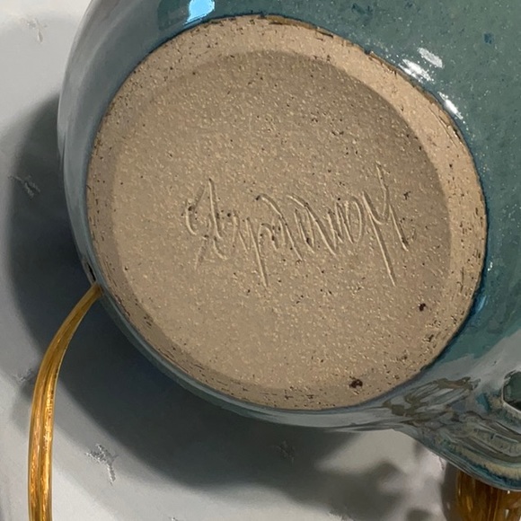 Hand Crafted Ceramic Lamp with Maple Leaf Overlay, Twisted Handle, New Cord - Picture 6 of 10